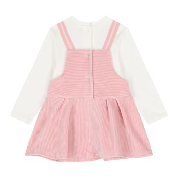 Baby Girls Ivory & Pink Teddy Bear Dress