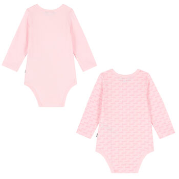 Baby Girls Pink Logo Bodysuits ( 2-Pack )
