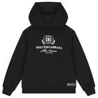 Boys Black Logo Hooded Top, 1, hi-res