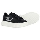 Girls Black Logo Trainers, 1, hi-res