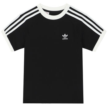 Girls Black 3-Stripes Logo T-Shirt
