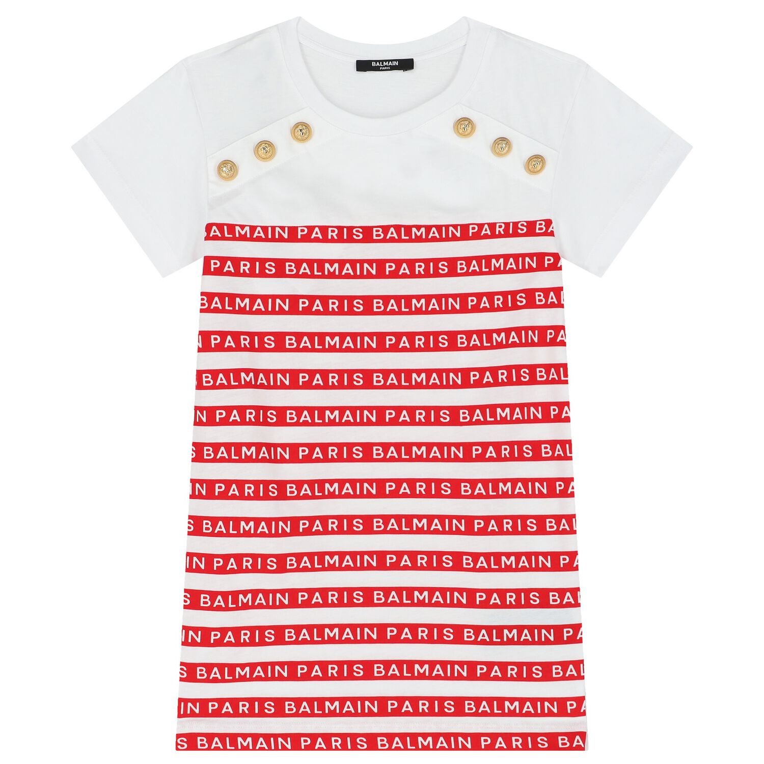 Girls White & Red Logo Dress, 2, hi-res