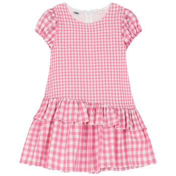 Girls Pink & White Gingham Dress