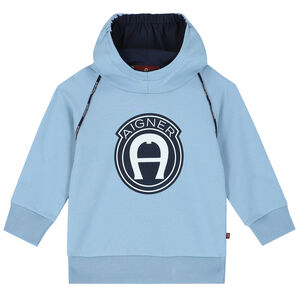 Younger Boys Blue Logo Hooded Top