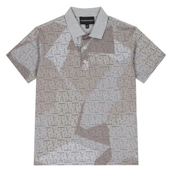 Boys Grey & Beige Logo Polo Shirt
