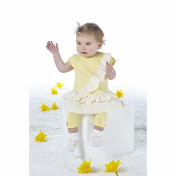 Baby Girls Yellow & White Leggings Set