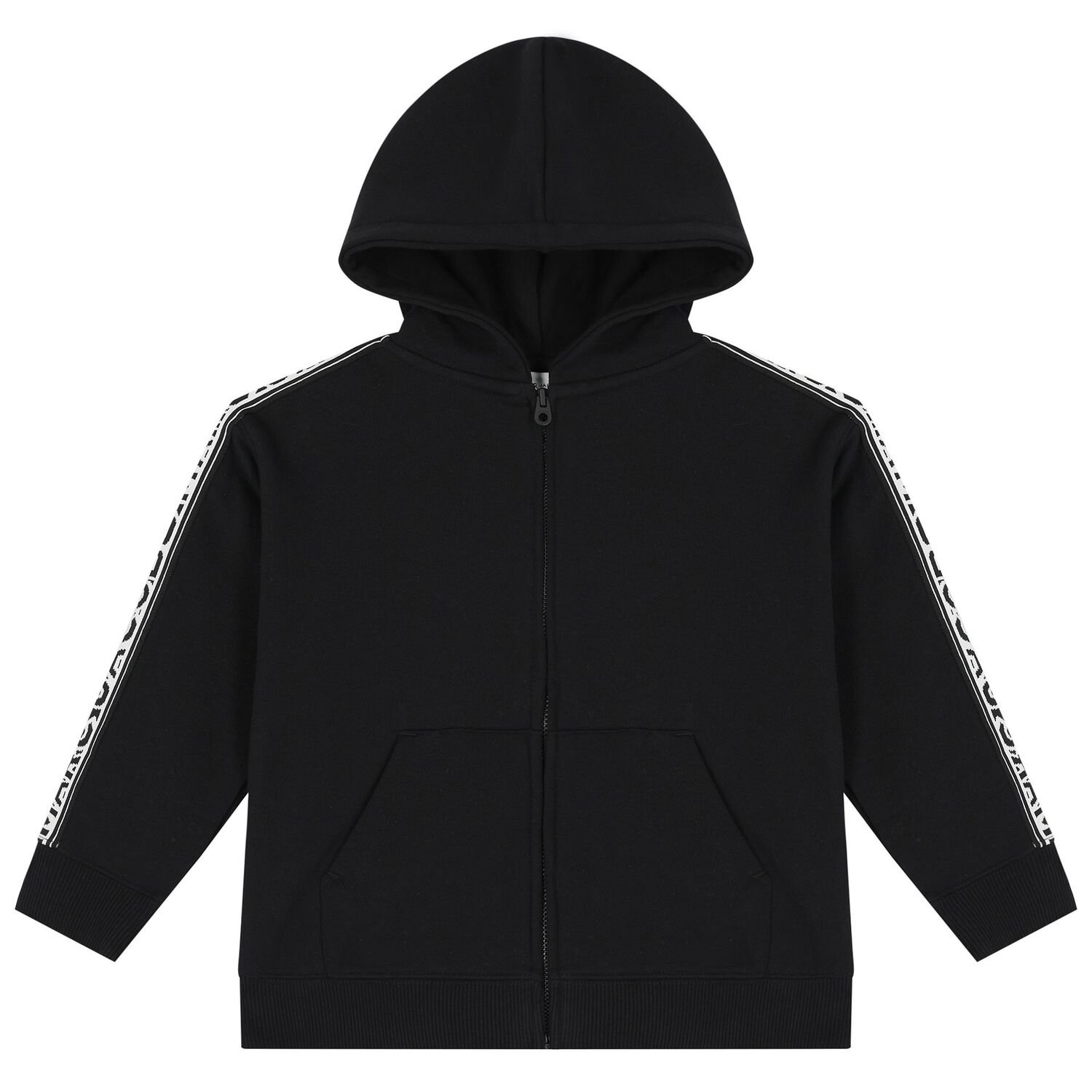 Black Logo Hooded Zip Up Top, 1, hi-res image number null