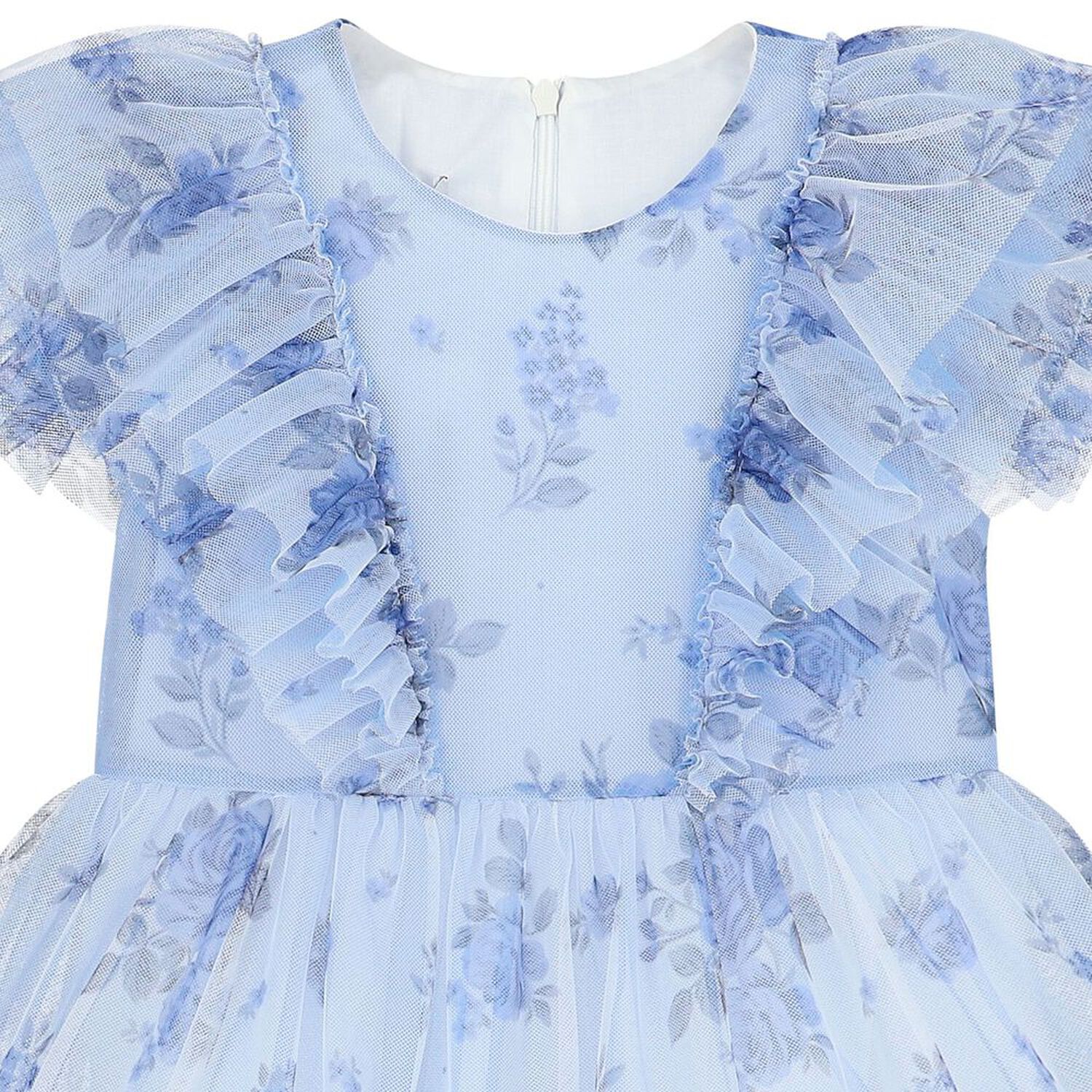 Girls Blue Ruffle Dress, 1, hi-res image number null