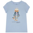 Girls Blue Polo Bear T-Shirt, 1, hi-res