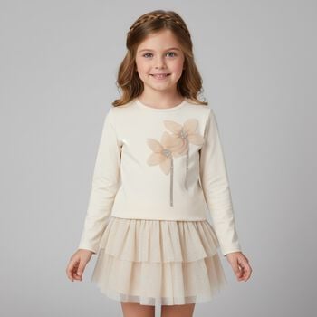 Girls Beige Tulle Skirt