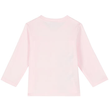 Younger Girls Pink Logo Long Sleeve Top