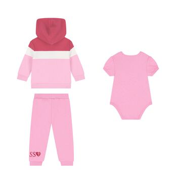 Baby Girls Pink Logo Tracksuit Set