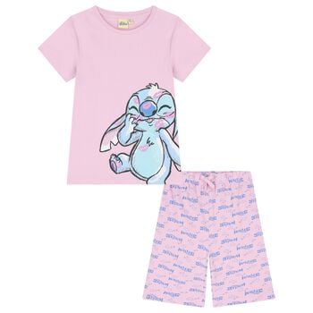 Girls Pink Disney Stitch Shorts Set