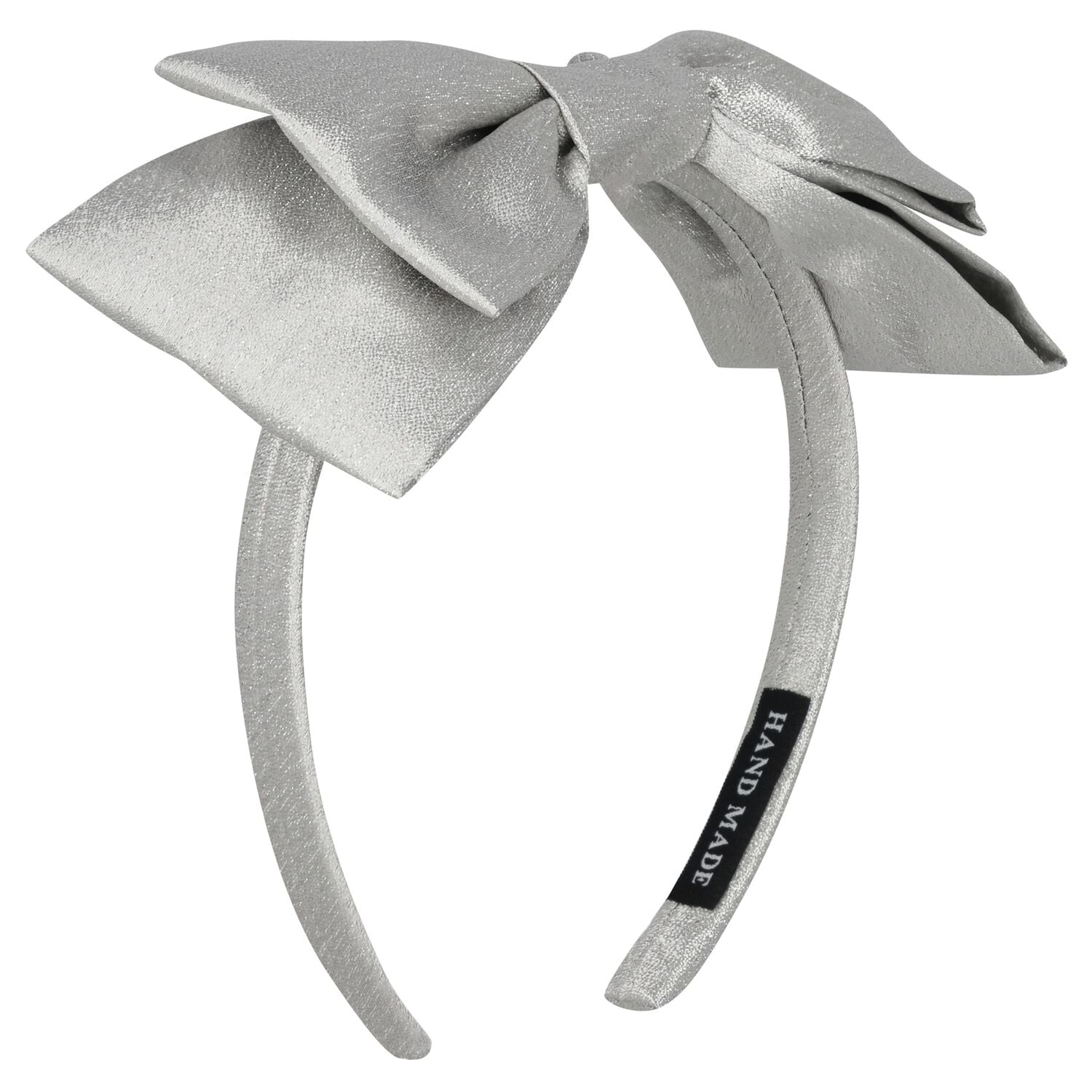 Girls Metallic Silver Bow Headband, 1, hi-res