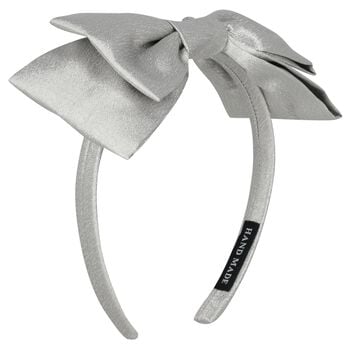 Girls Metallic Silver Bow Headband
