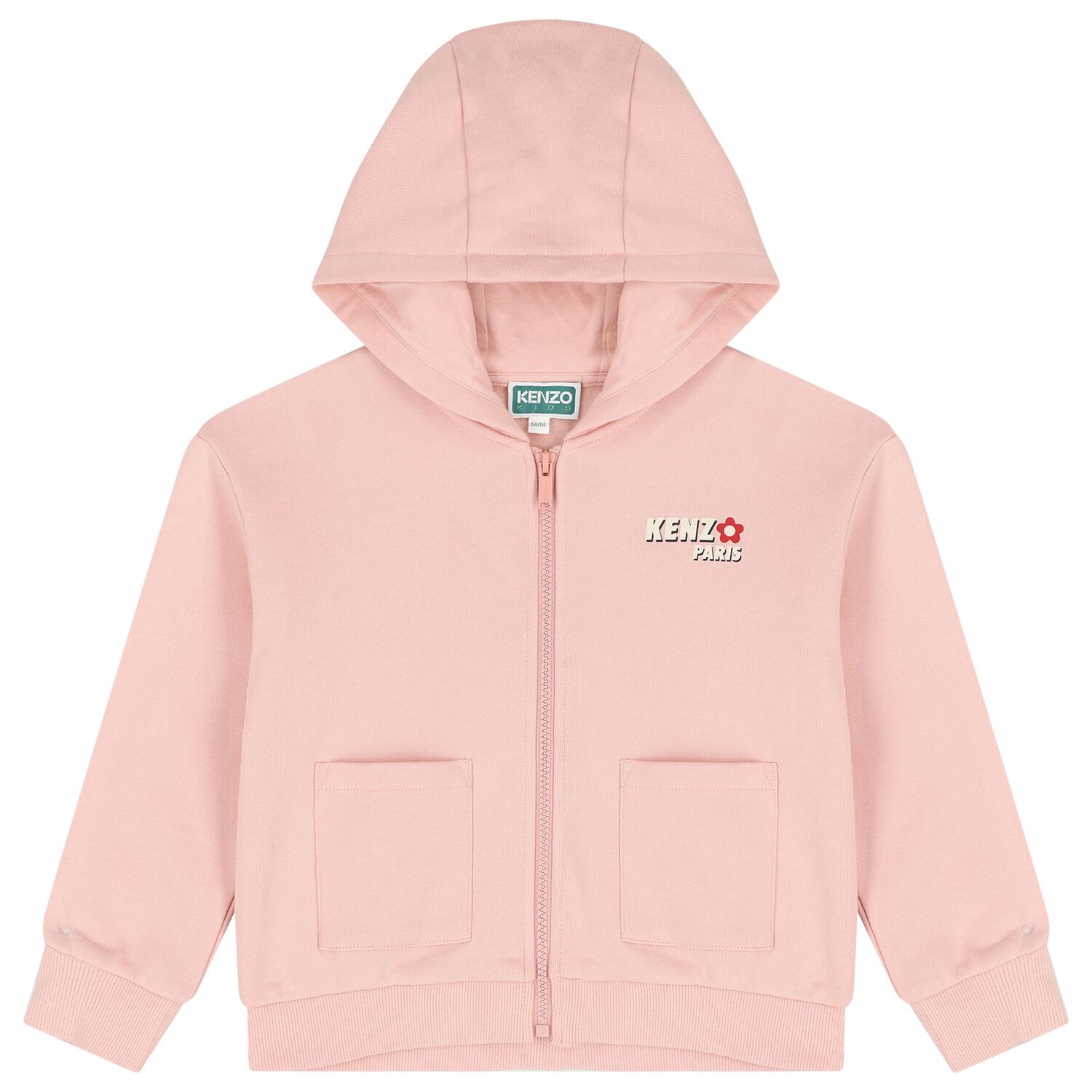 Girls Pink Logo Hooded Zip Up Top, 1, hi-res