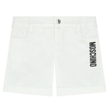 White Teddy Bear Logo Shorts
