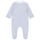 Baby Boys Blue & White Polo Babygrow, 1, hi-res