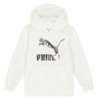 Girls White Logo Hooded Top, 1, hi-res