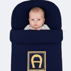 Baby Boys Navy Blue & Gold Logo Nest , 3, hi-res