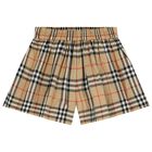 Beige Checkered Shorts , 1, hi-res