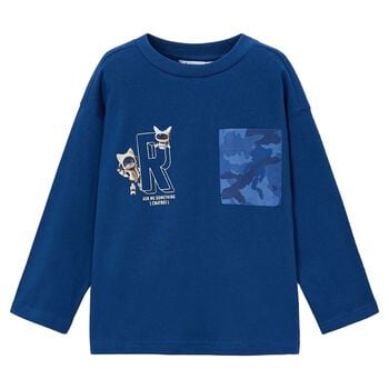 Boys Blue Robot Long Sleeve Top