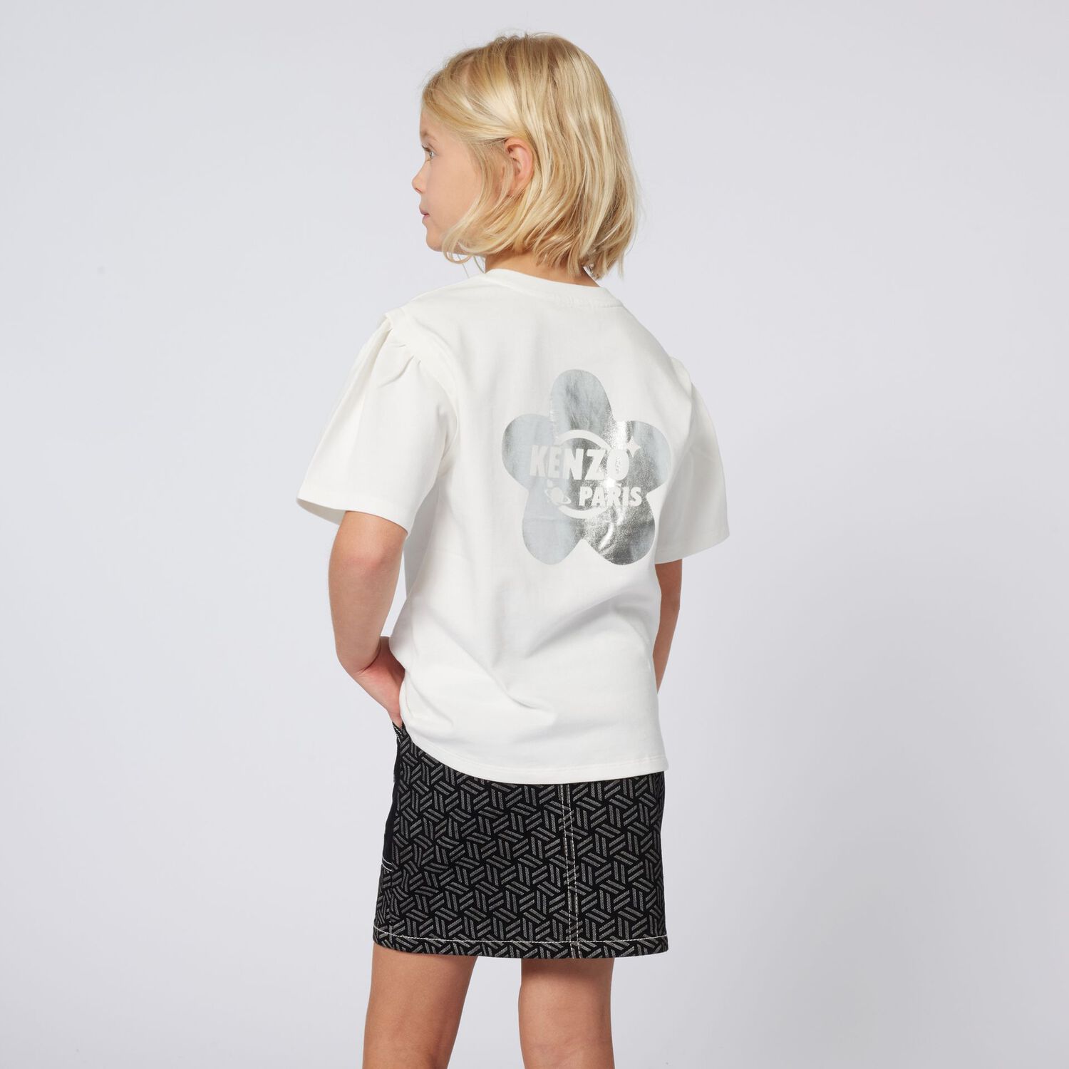 Girls White Logo T-Shirt, 1, hi-res