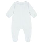 Baby Boys Blue & Ivory Logo Babygrow, 4, hi-res