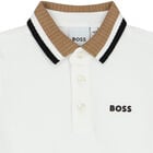 Younger Boys White Logo Polo Shirt, 1, hi-res