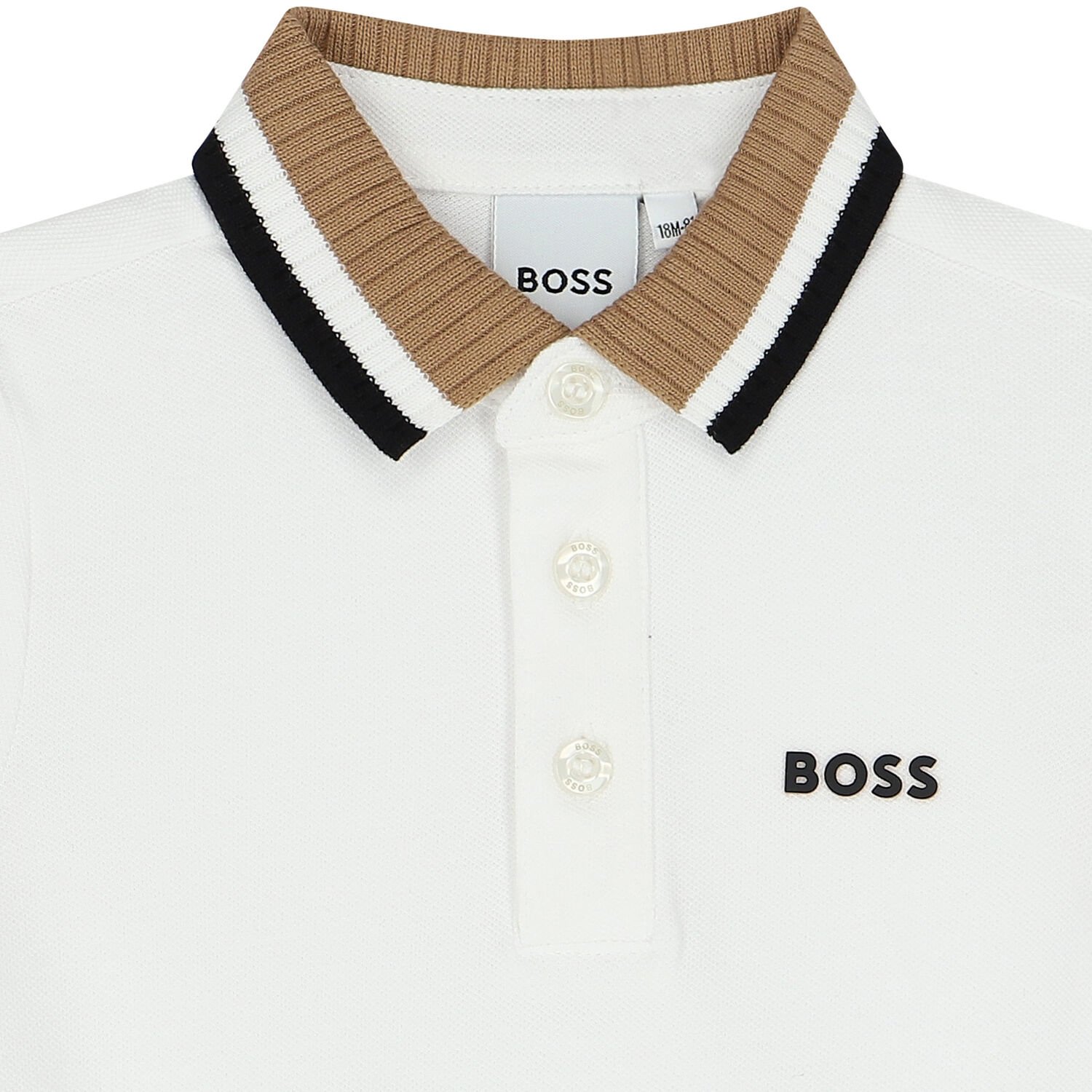 Younger Boys White Logo Polo Shirt, 1, hi-res