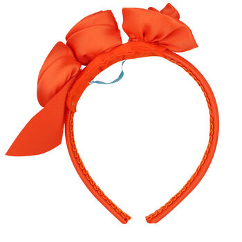 Girls Orange Floral Satin Hairband