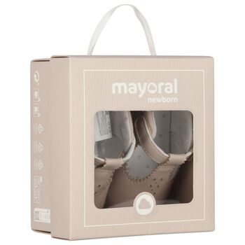 Beige Leather Pre Walker Shoes