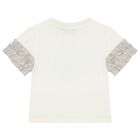 Girls Ivory & Gold Logo T-Shirt, 1, hi-res