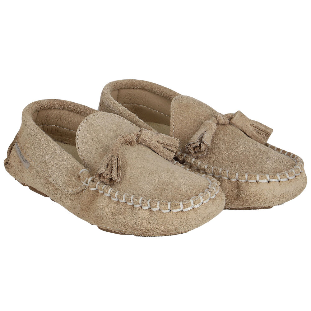 Babywalker Boys Beige Suede Shoes | Junior Couture