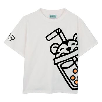 Boys Ivory Bubble Tiger Logo T-Shirt