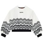 Girls White & Black Zigzag Sweatshirt, 1, hi-res