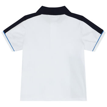 Younger Boys White Logo Polo Shirt