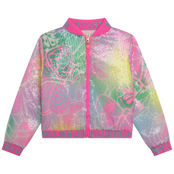 Girls Pink Sequin Butterfly Jacket