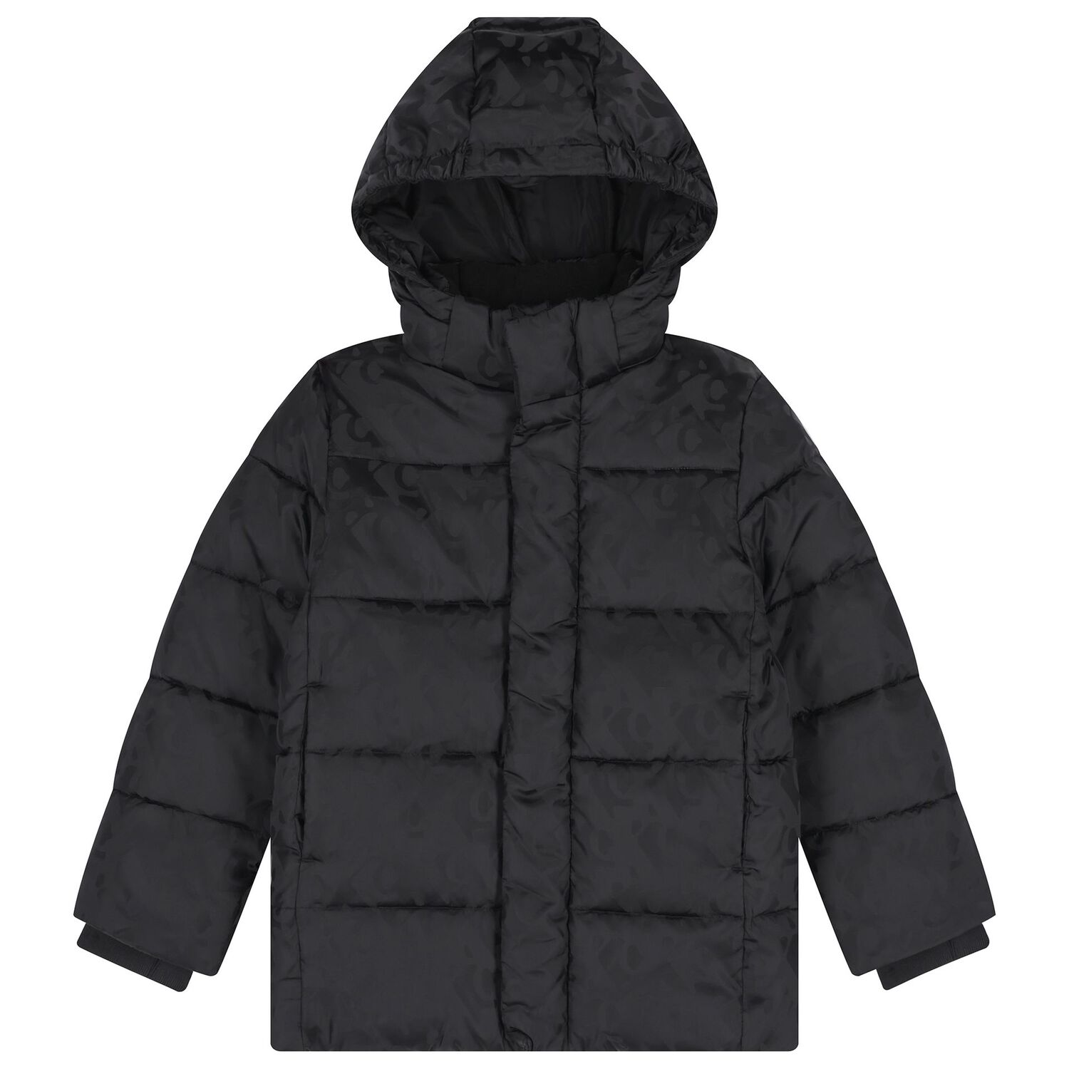 Boys Black Logo Padded Puffer Jacket, 1, hi-res