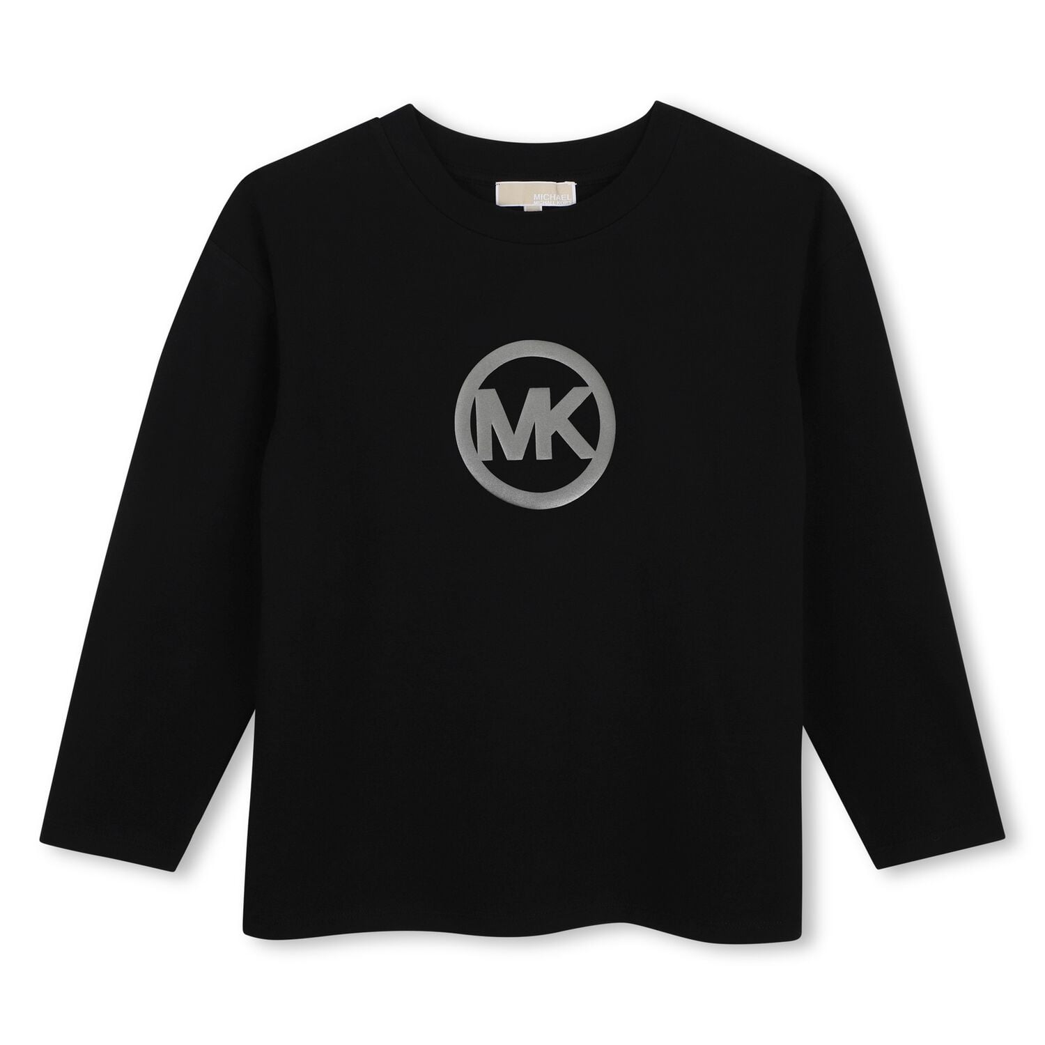 Girls Black Logo Long Sleeve Top, 1, hi-res