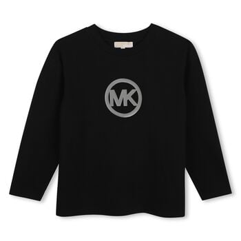 Girls Black Logo Long Sleeve Top