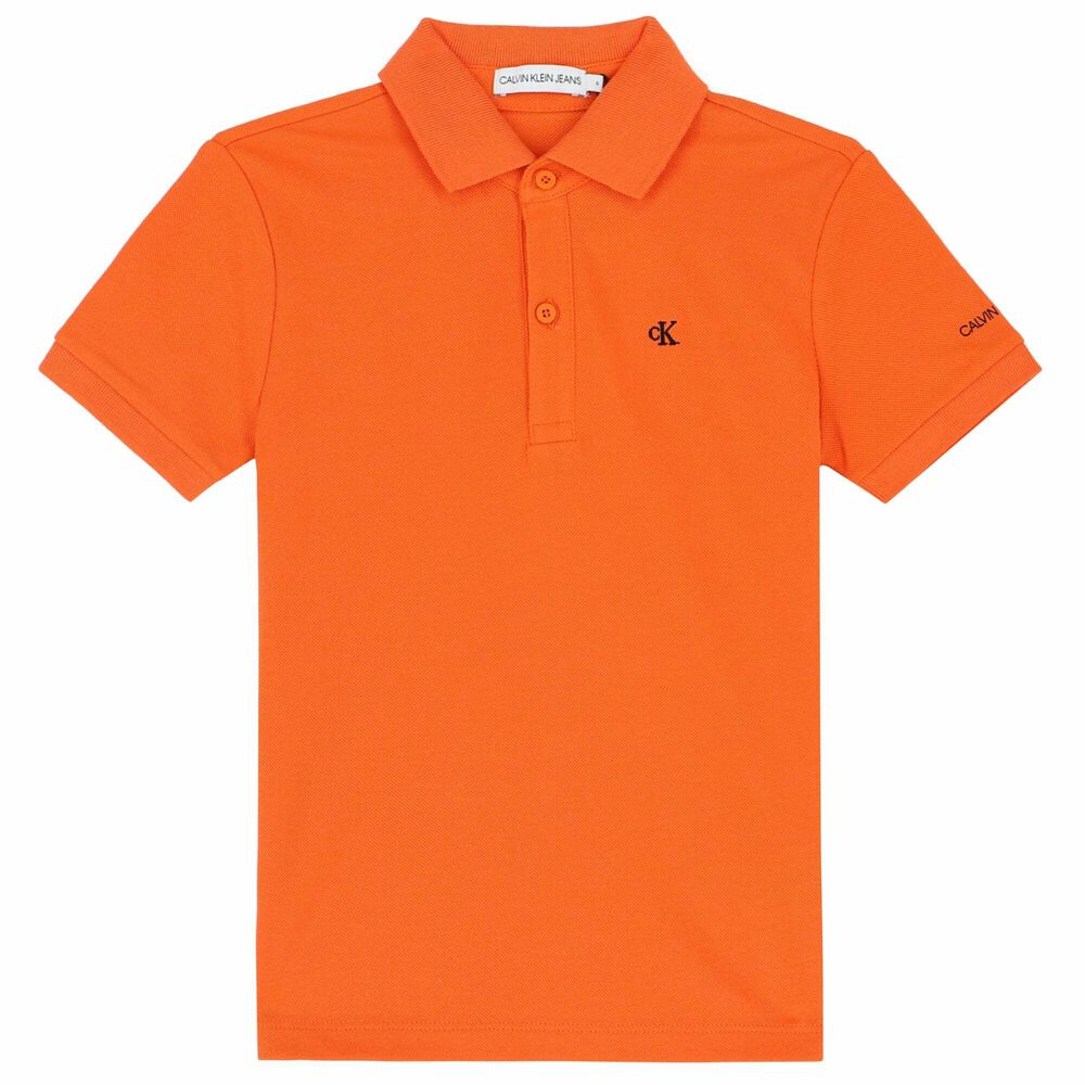 templar pantalla No esencial Calvin Klein Boys Orange Polo Shirt | Junior Couture USA