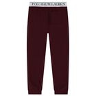 Girls Burgundy Logo Joggers, 1, hi-res
