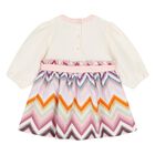 Younger Girls Ivory & Pink Zig Zag Dress, 1, hi-res