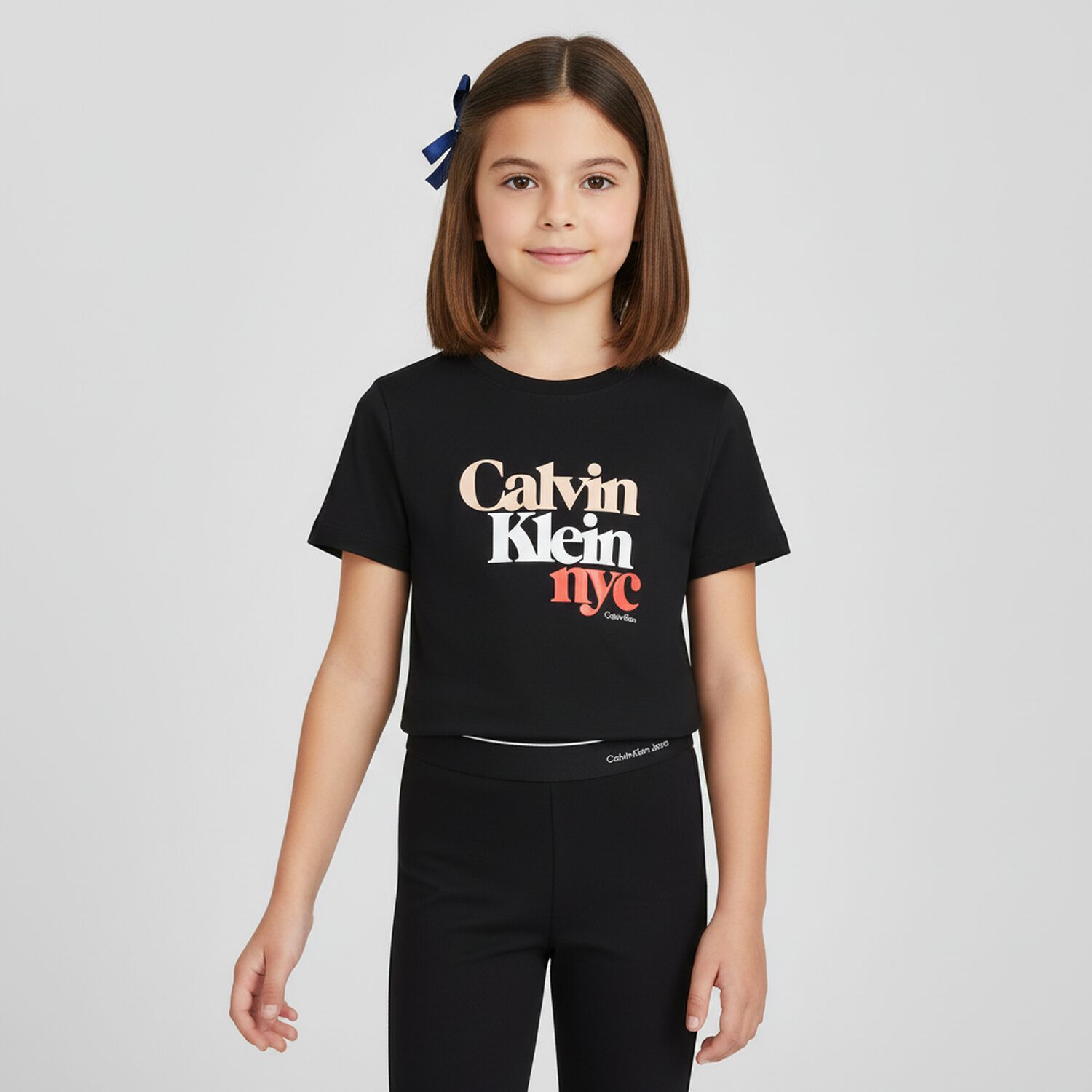Girls Black Logo Trousers, 1, hi-res image number null
