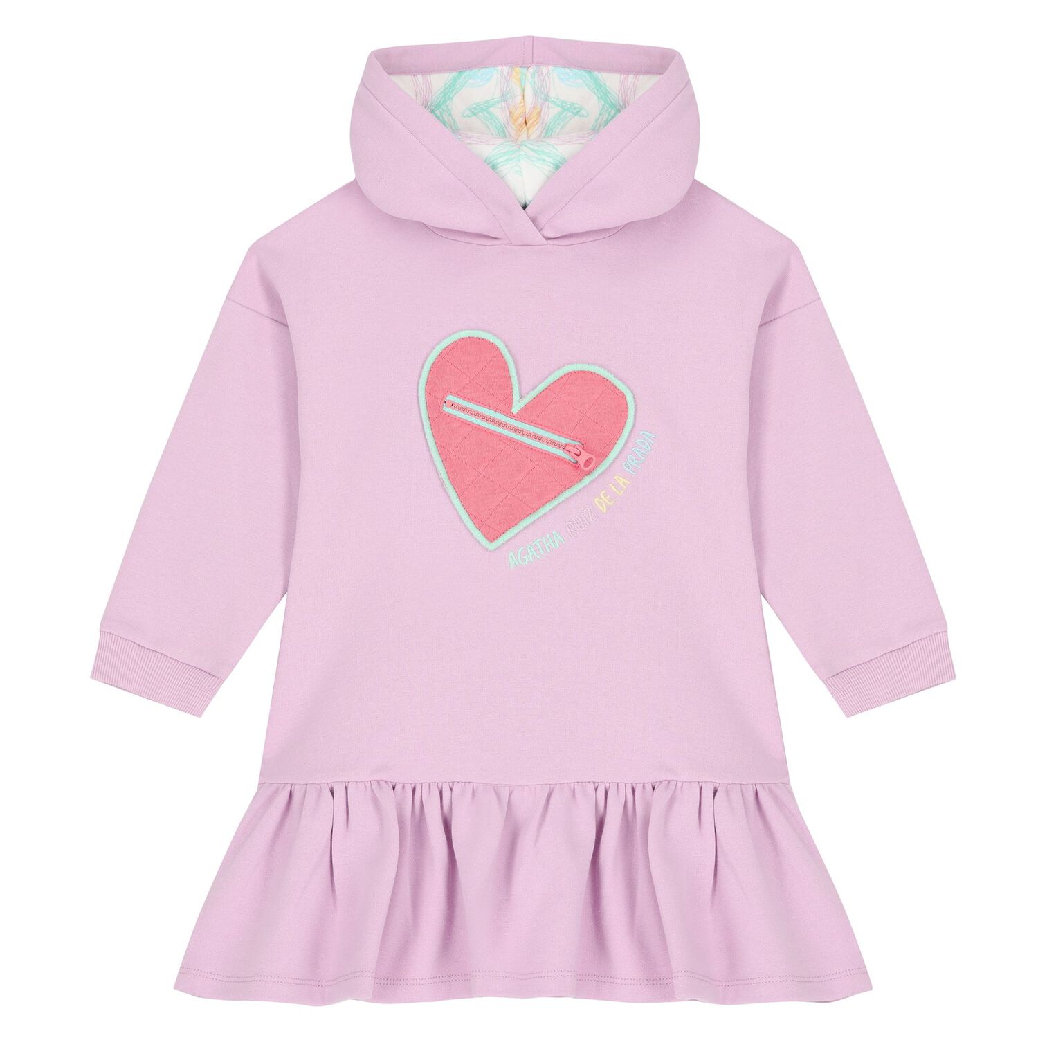 فستان بنات بطبعة القلب باللون البنفسجي, 1, hi-res