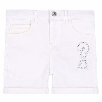 Girls White Denim Short