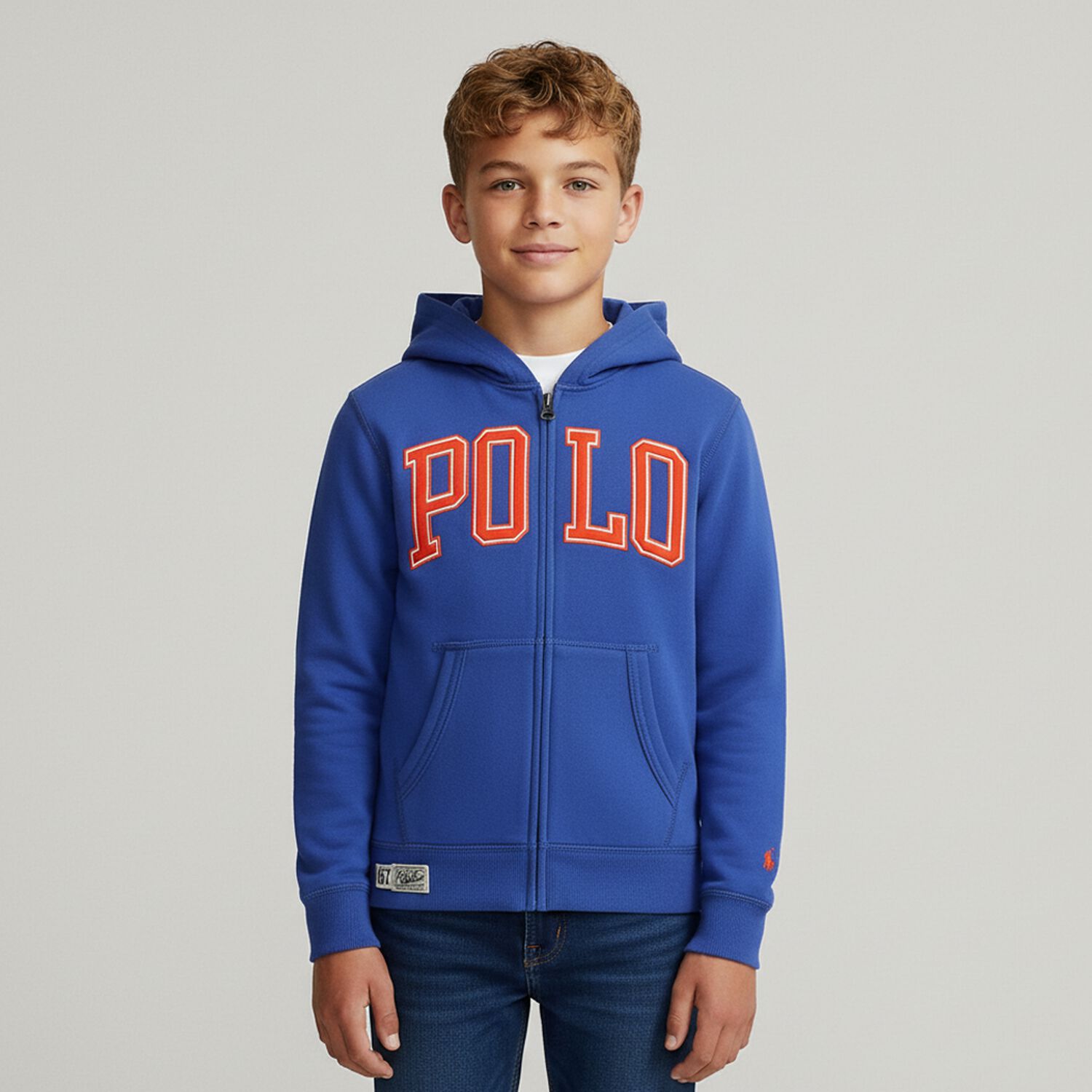 Boys Blue Logo Zip Up Top, 1, hi-res image number null