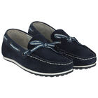 Boys Blue Suede Deck Shoes, 1, hi-res