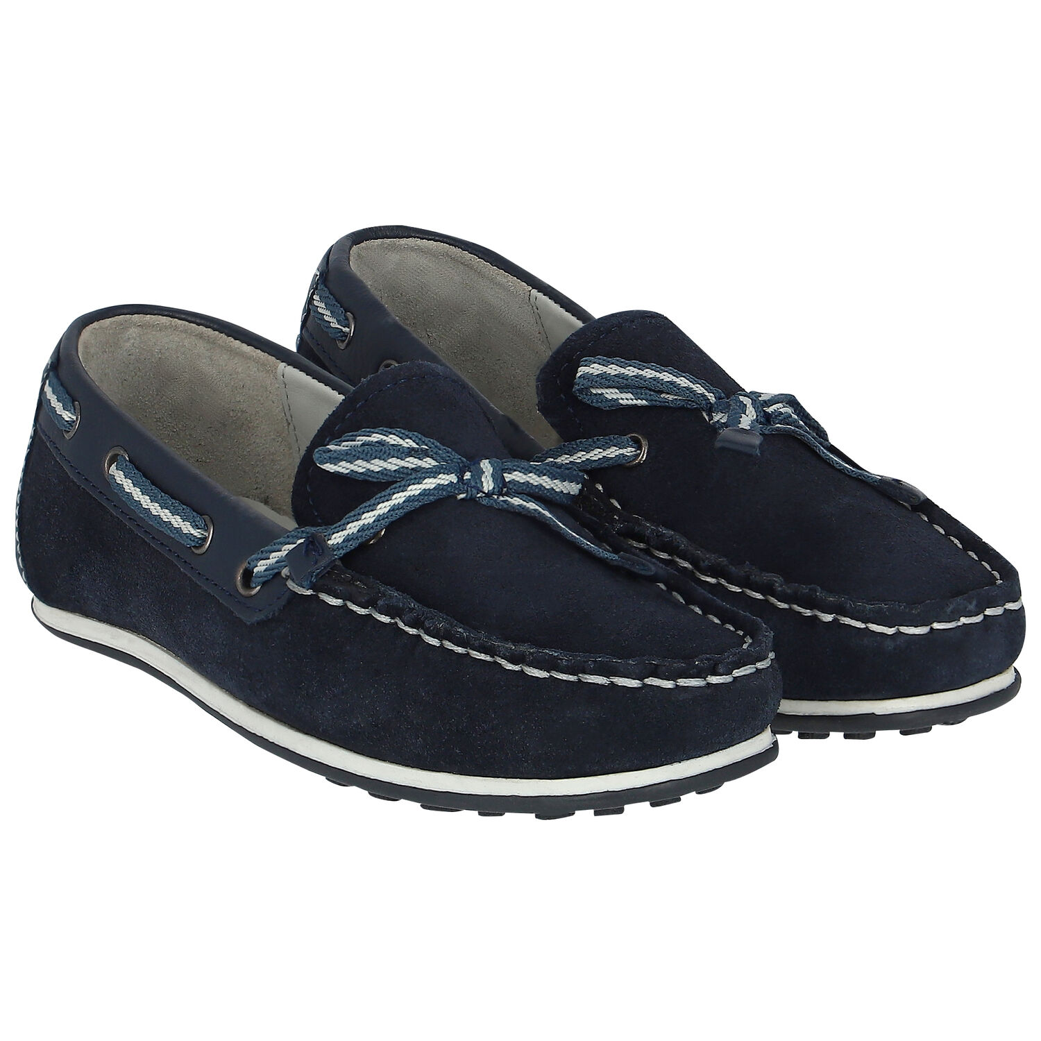 Boys Blue Suede Deck Shoes, 1, hi-res